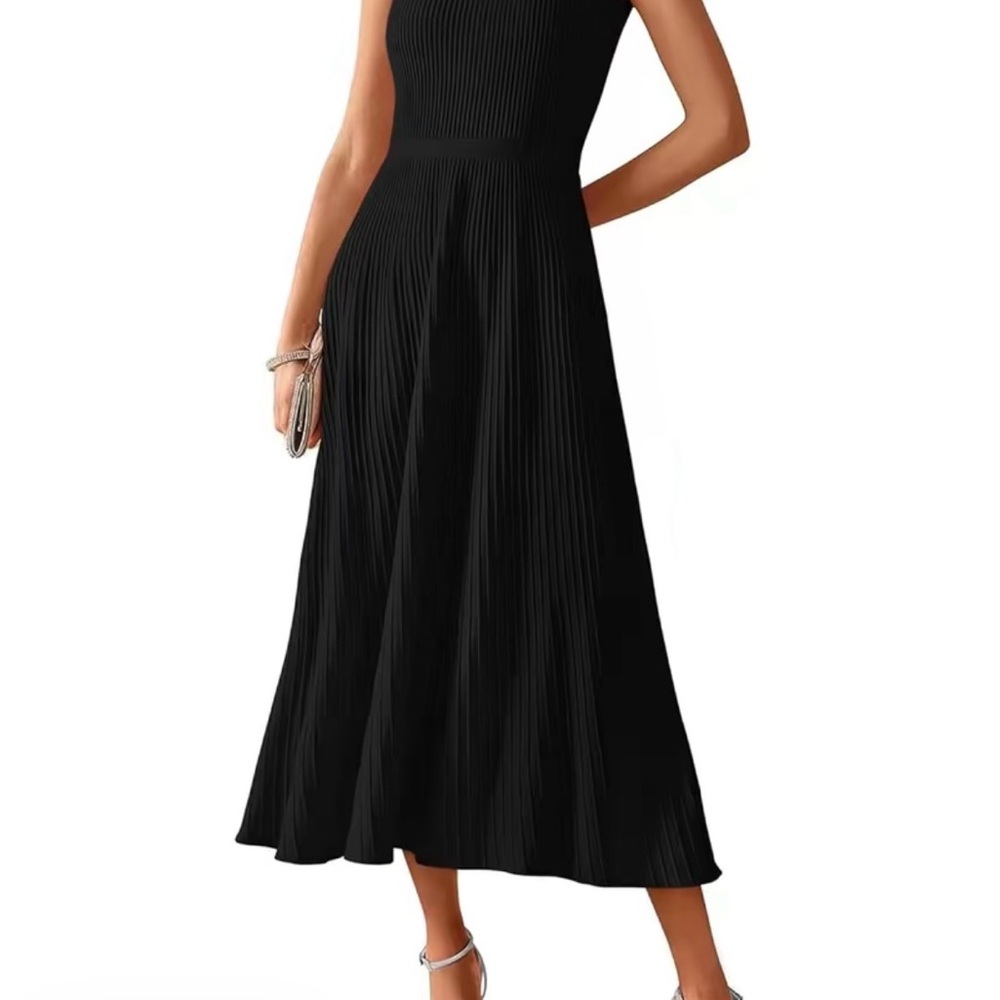 BTFBM Midi bodycon pleated swing A line dress